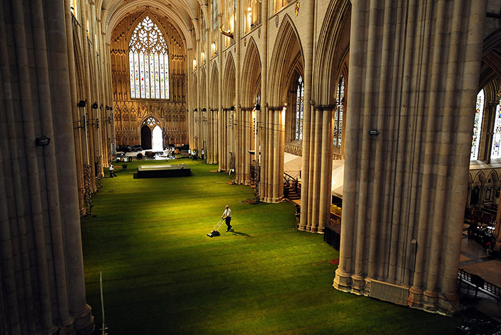 Picture Desk Live: Grass laid in York Minster