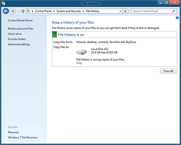 Windows 8: Windows 8 File History keeps multiple versions of your documents