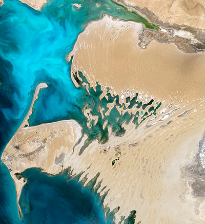 Satellie Eye on Earth: Part of a country mostly covered by desert, the Dardzha Peninsula