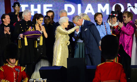 Prince Charles kisses the hand of Queen Elizabeth II 
