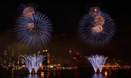 Fireworks explode over New York City 