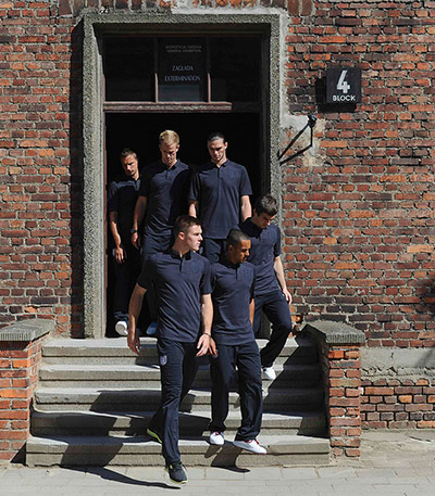 24 Hours: England team members visit the Auschwitz-Birkenau memorial