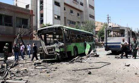 Remains of vehicle in Damascus after explosion