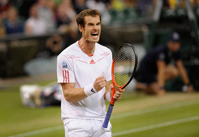 Wimbledon day 6: Andy Murray celebrates at Wimbledon 2012