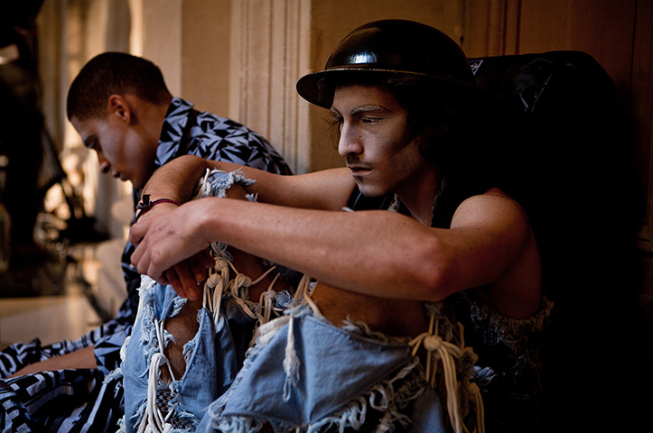 24 hours in pictures: Models during the Bernhard Willhelm Menswear at Palais Brongniart