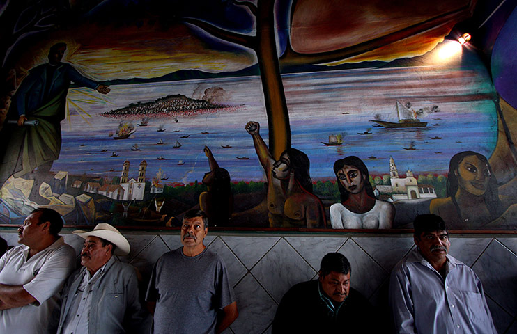 Mexico election: Ajijic, Jalisco: People queue at a polling station