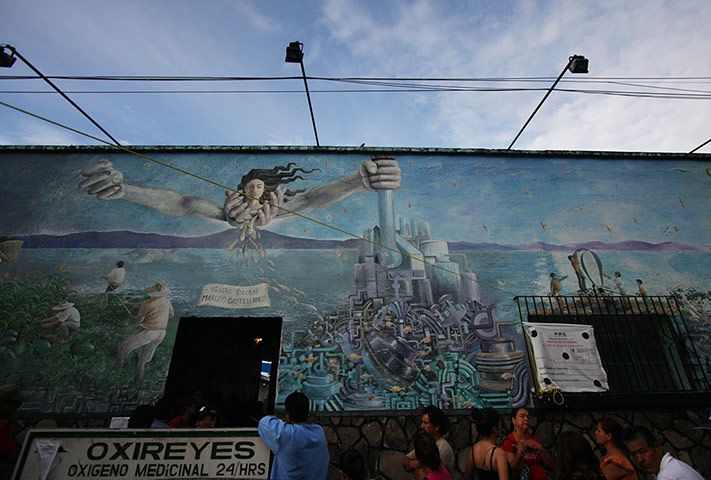 Mexico election: Ajijic, Jalisco: People queue at a polling station