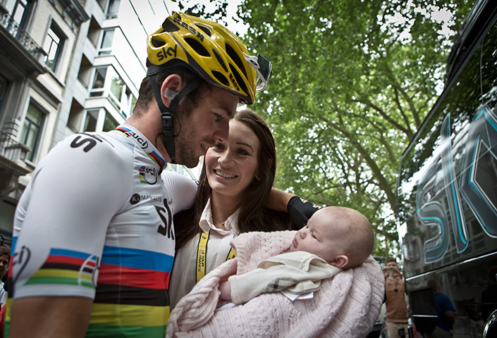 Wiggins: Mark Cavendish with girlfriend Peta Todd and daughter Delilah