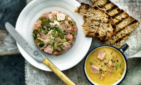 Pea and ham soup and terrine