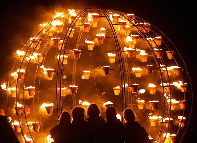 Picture desk live: an Elemental Fire Garden display at the World Heritage site Stonehenge