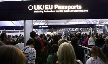 Passport control at Stansted Airport, Essex