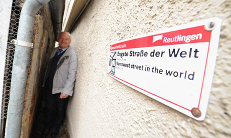 Breathe in … the narrowest street in the world in Reutlingen, Germany.