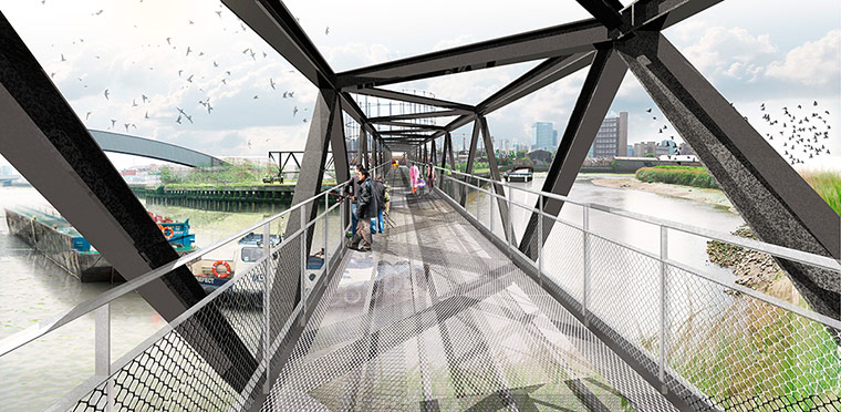 Olympic architecture: a drawing showing modern walkway