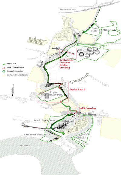 Olympic architecture: artwork showing line of proposed walkway near Olympic site
