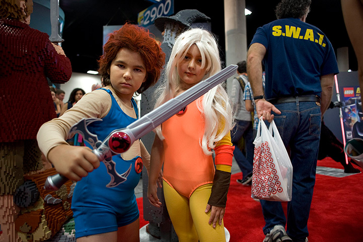 Comic con: Declan Morden and Athena Cardier dressed as characters from Thundercats