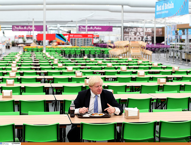 Olympic Village: Boris Johnson trys the food at the athletics main dining area