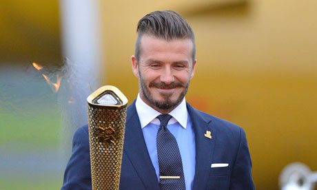 Beckham Olympics 2012 on David Beckham With The Olympic Torch In Cornwall After It Arrived From