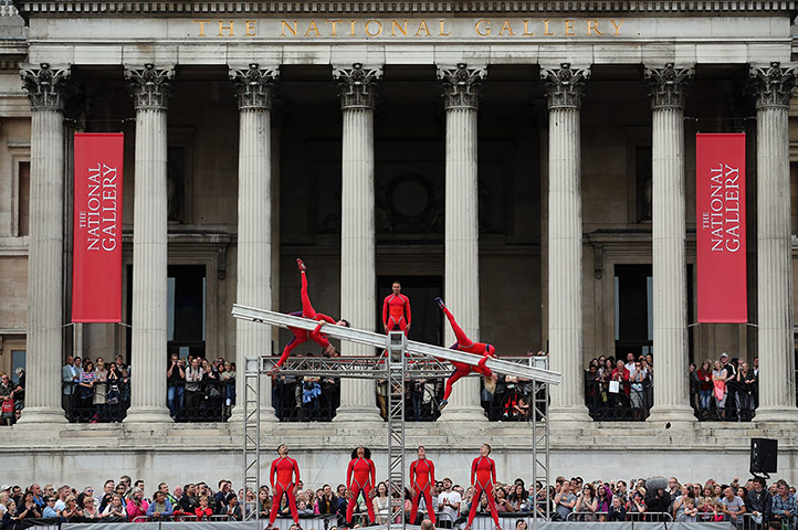 Streb Dance London: Dancers perform in front of the National Gallery, Trafalgar Square