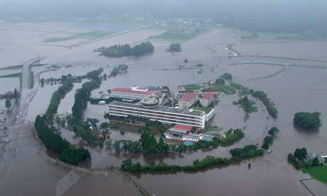 A flooded Japanese viillage