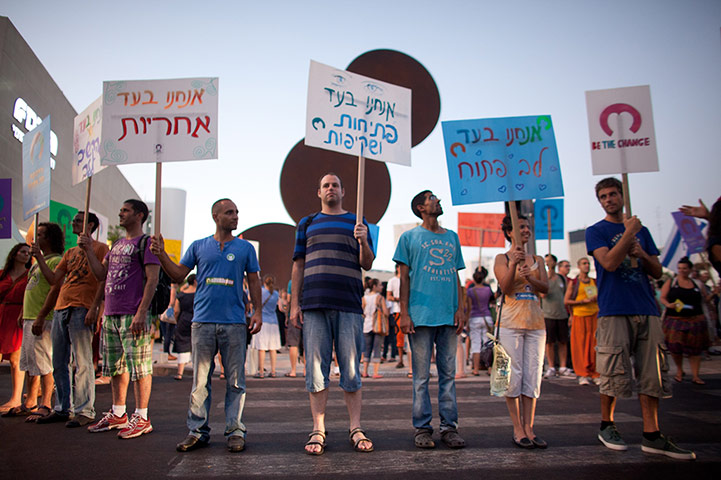 Tel Aviv protests: Demonstrators march through the streets to protest rising housing costs