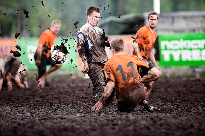 Picture desk live: Telinekataja and FC Lerssi play in the Swamp Soccer Championships 2012