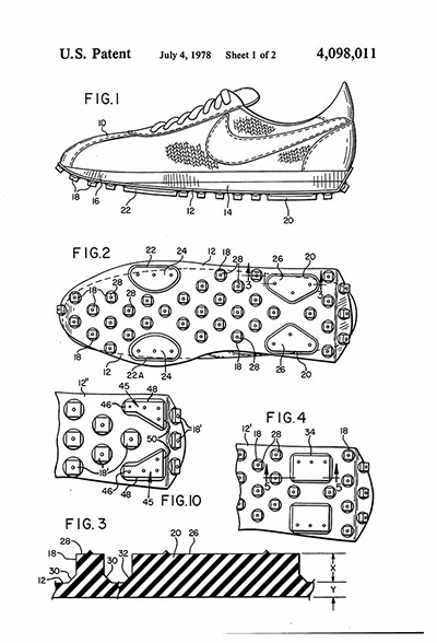 Wellcome Collection: Nike waffle soled trainer patent drawing