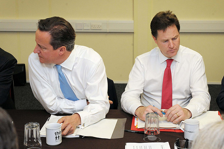 Cleggcams18: Cameron and Clegg in cabinet meeting, Smethwick, July 2012