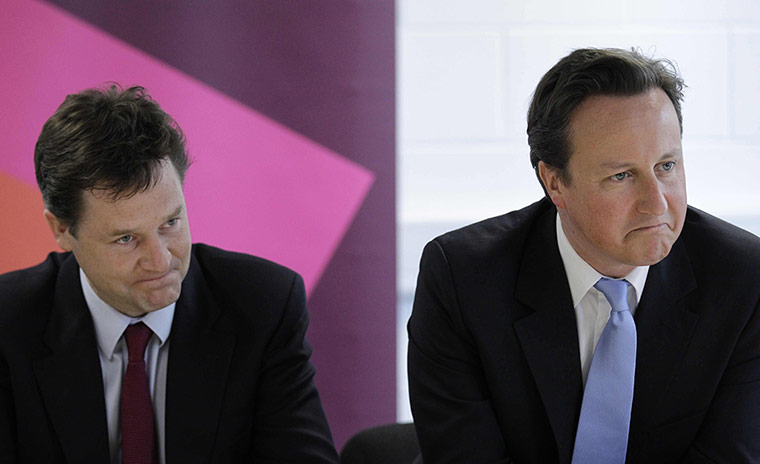 Cleggcams18: Clegg and Cameron looking grim, December 2011