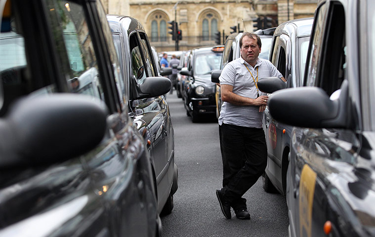 Picture desk live: Taxi driver protest against olympic lanes outside Parliament