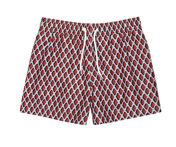 Swimwear: Geometric-print trunks