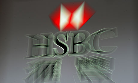 The HSBC logo, in Hong Kong,