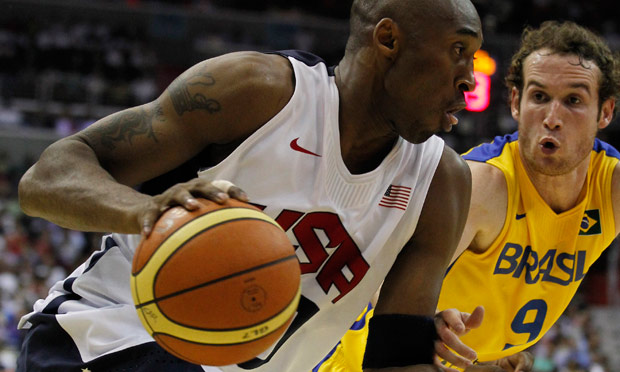 The US's Kobe Bryant in an exhibition match against Brazil on 16 July 2012.