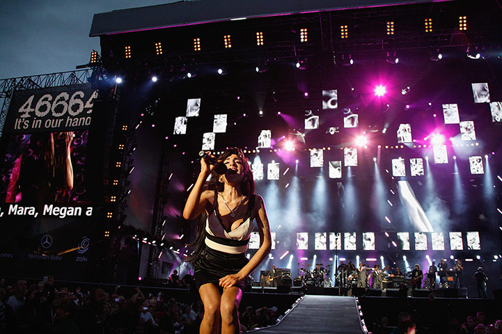 Amy Winehouse: Amy performs at the 46664 concert in celebration of Nelson Mandela's life