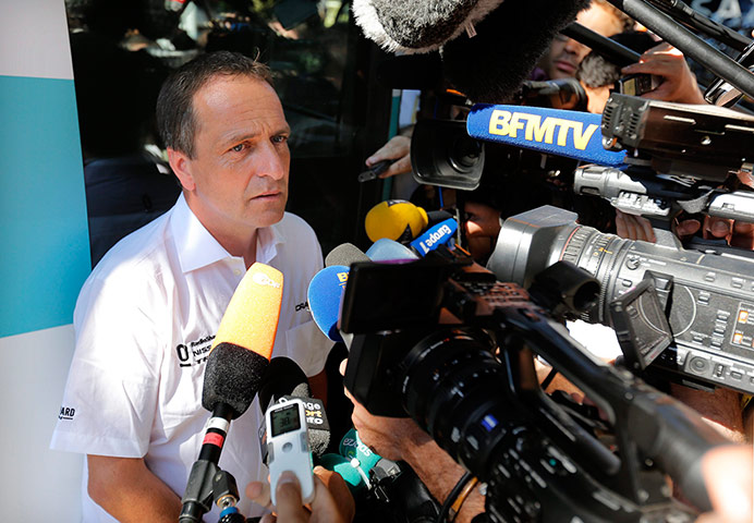 Tour de France stage 16: Radioshack's Press Officer Philippe Maerten speaks to the media