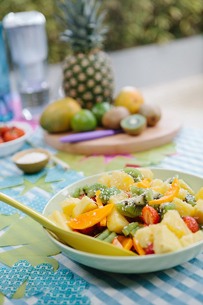 Brita food: Tropical fruit salad sitting on table