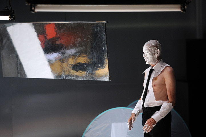 Avignon theatre festival: Frederic Leidgens performs during a rehearsal of the play 15 percent