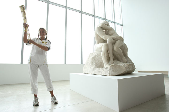 Picture desk live: Tracy Emin with the Olympic torch inside the Turner Gallery in Margate