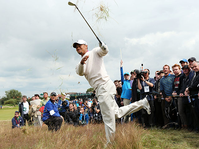 Picture desk live: Tiger Woods on the 15th hole of round one at the Open
