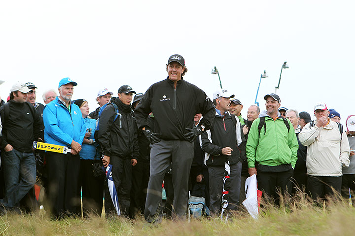 Open Golf day 1: Phil MIckleson jokes about his lie with spectators