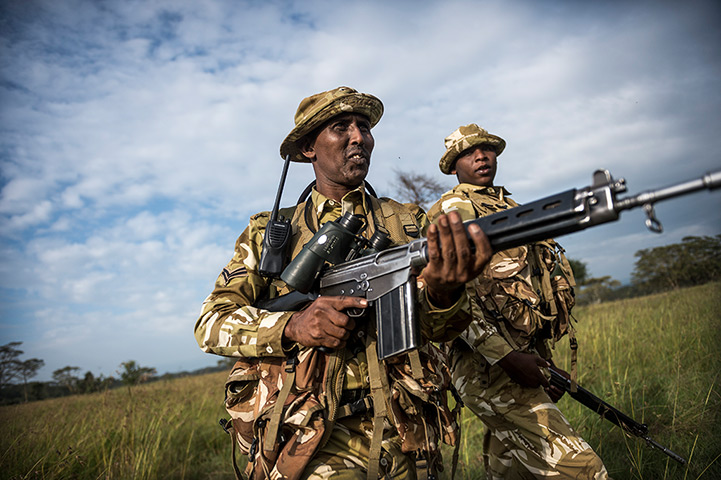 Kenya gun violence: KWS (Kenya Wildlife Service) rangers on patrol in Nakuru National Park