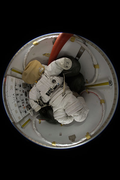 Month in space:  A NASA extravehicular mobility unit (EMU) spacesuit
