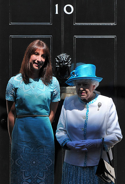 Queen and PMs: The Queen Elizabeth poses with Samantha Cameron