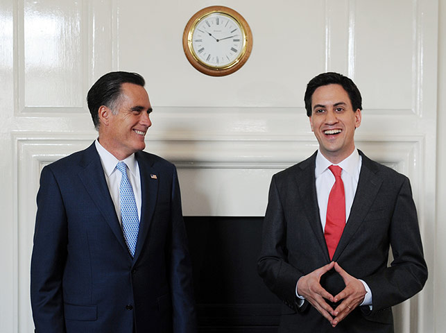 Picture desk live: Mitt Romney with Ed Milliband