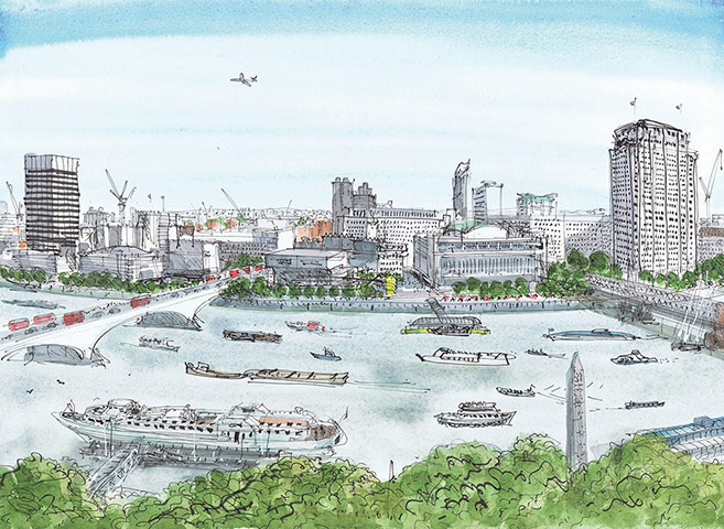 David Gentleman: David Gentleman drawing