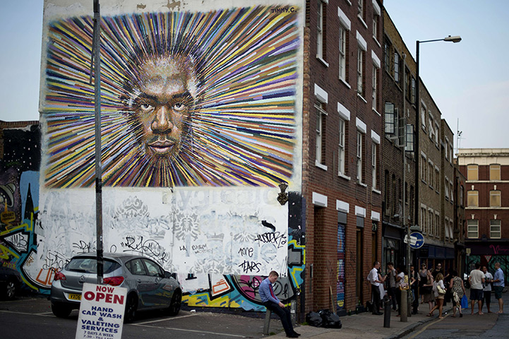 Olympic week build up: A street art painting depicting Jamaican sprinter Usain Bolt
