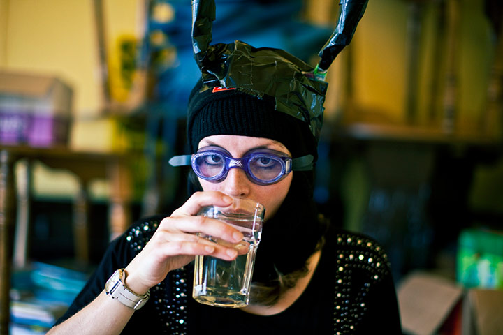 Edinburgh backstage: Bridget Christie in her A Ant costume, 2010