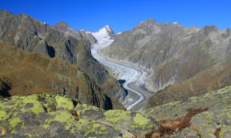 The Fiesch glacier in the canton of Valais, Switzerland