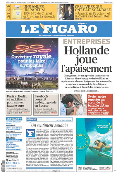 Olympics front pages: Olympic opening ceremony front pages – Le Figaro