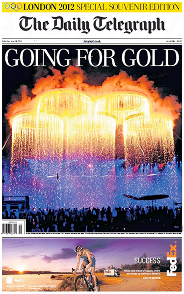 Olympics front pages: Olympic opening ceremony front pages – Daily Telegraph