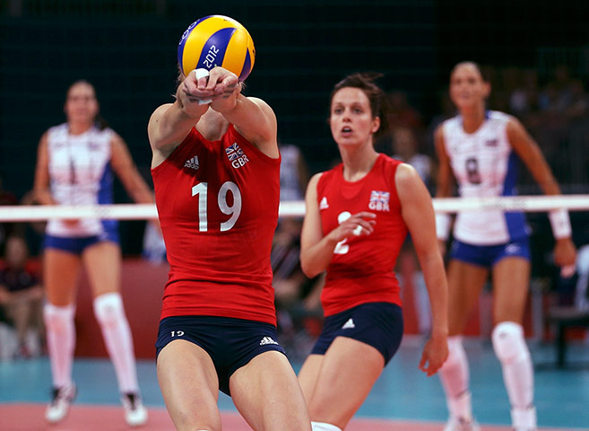 Team GB: Britain's Ciara Michel returns the ball as teammate Lucy Wicks